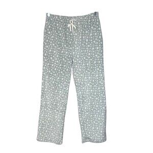 Bottoms Out Gal Fleece Pajama Pants Womens Large Gray White New Star Print